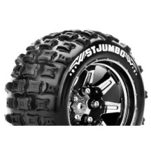 Louise RC ST-JUMBO 1-10 Stadium Truck Tire Set Mounted Sport Black Chrome 2.8 Wheels Hex 14mm LR-T3210SBCM