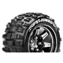 Louise RC ST-JUMBO 1-10 Stadium Truck Tire Set Mounted Sport Black Chrome 2.8 Wheels Hex 14mm LR-T3210SBCM