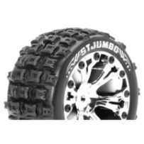 Louise RC ST-JUMBO 1-10 Stadium Truck Tire Set Mounted Sport Chrome 2.8 Wheels 0-Offset Hex 12mm LR-T3210SC