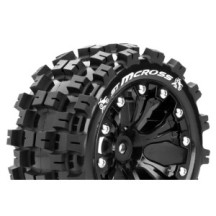 Louise RC ST-MCROSS 1-10 Stadium Truck Tire Set Mounted Sport Black 2.8 Wheels 0-Offset Hex 12mm LR-T3272SB