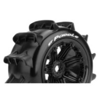 Louise RC ST-PADDLE 1-8 Stadium Truck Tire Set Mounted Sport Black 3.8 Bead Style Wheels Hex 17mm LR-T3290B