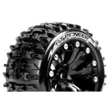Louise RC ST-PIONEER 1-10 Stadium Truck Tire Set Mounted Soft Black 2.8 Wheels 0-Offset Hex 12mm LR-T3227SB