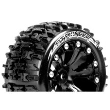 Louise RC ST-PIONEER 1-10 Stadium Truck Tire Set Mounted Soft Black 2.8 Wheels 1/2-Offset Hex 12mm LR-T3227SBH