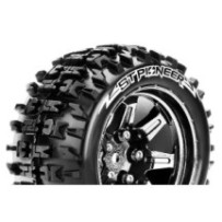 Louise RC ST-PIONEER 1-10 Stadium Truck Tire Set Mounted Soft Black Chrome 2.8 Wheels Hex 14mm LR-T3227SBCM