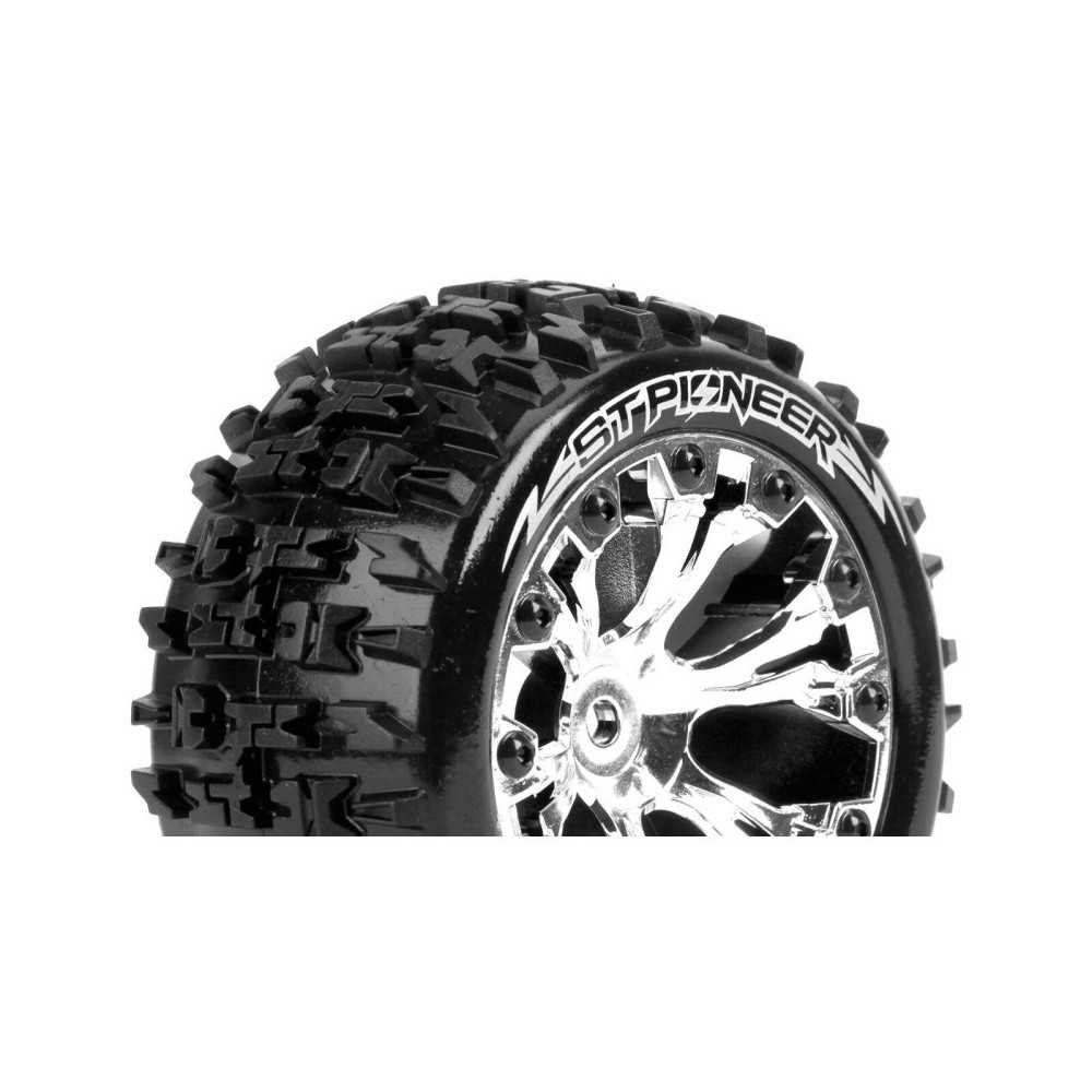 Louise RC ST-PIONEER 1-10 Stadium Truck Tire Set Mounted Soft Chrome 2.8 Wheels 0-Offset Hex 12mm LR-T3227SC