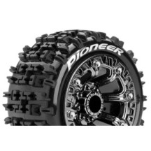 Louise RC ST-PIONEER 1-16 Truck Tire Set Mounted Sport Black Chrome 2.2 Wheels LR-T3278SBC