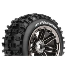 Louise RC ST-PIONEER 1-8 Stadium Truck Tire Set Mounted Sport Black Chrome 3.8 Bead Style Wheels LR-T3287BC