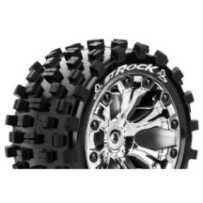 Neumáticos para Stadium Truck 1/10 Louise RC ST-ROCK Premontados Sport Llantas 2.8” Chrome 1/2-Offset Hex 12mm LR-T3273SCH