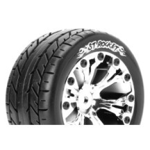 Neumáticos para Stadium Truck 1/10 Louise RC ST-ROCKET Premontados Sport con Llantas 2.8” Chrome 0-Offset Hex 12mm LR-T3208SC