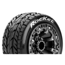 Neumáticos Louise RC ST-ROCKET 1/16 Truck Premontados Sport Llantas 2.2” Black Chrome Hex 12mm LR-T3188SBC