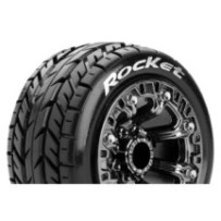 Neumáticos Louise RC ST-ROCKET 1/16 Truck Premontados Sport Llantas 2.2” Black Chrome Hex 12mm LR-T3188SBC