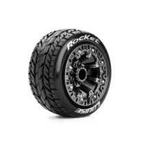 Neumáticos Louise RC ST-ROCKET 1/16 Truck Premontados Sport Llantas 2.2” Black Chrome Hex 12mm LR-T3188SBC