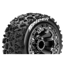 Neumáticos Louise RC ST-SPIDER 1/16 Truck Premontados Sport Llantas 2.2” Black Chrome Hex 12mm LR-T3200SBC