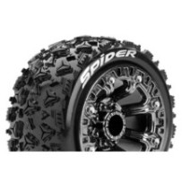 Neumáticos Louise RC ST-SPIDER 1/16 Truck Premontados Sport Llantas 2.2” Black Chrome Hex 12mm LR-T3200SBC