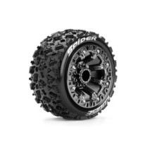 Neumáticos Louise RC ST-SPIDER 1/16 Truck Premontados Sport Llantas 2.2” Black Chrome Hex 12mm LR-T3200SBC