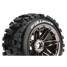 Neumáticos Louise RC ST-ULLDOZE 1/8 Stadium Truck Premontados Sport Llantas 3.8” Black Chrome LR-T3288BC