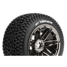 Neumáticos Louise RC ST-VIPER 1/8 Stadium Truck Premontados Sport Llantas 3.8” Black Chrome Hex 17mm LR-T3289BC
