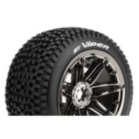 Neumáticos Louise RC ST-VIPER 1/8 Stadium Truck Premontados Sport Llantas 3.8” Black Chrome Hex 17mm LR-T3289BC