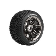 Neumáticos Louise RC ST-VIPER 1/8 Stadium Truck Premontados Sport Llantas 3.8” Black Chrome Hex 17mm LR-T3289BC