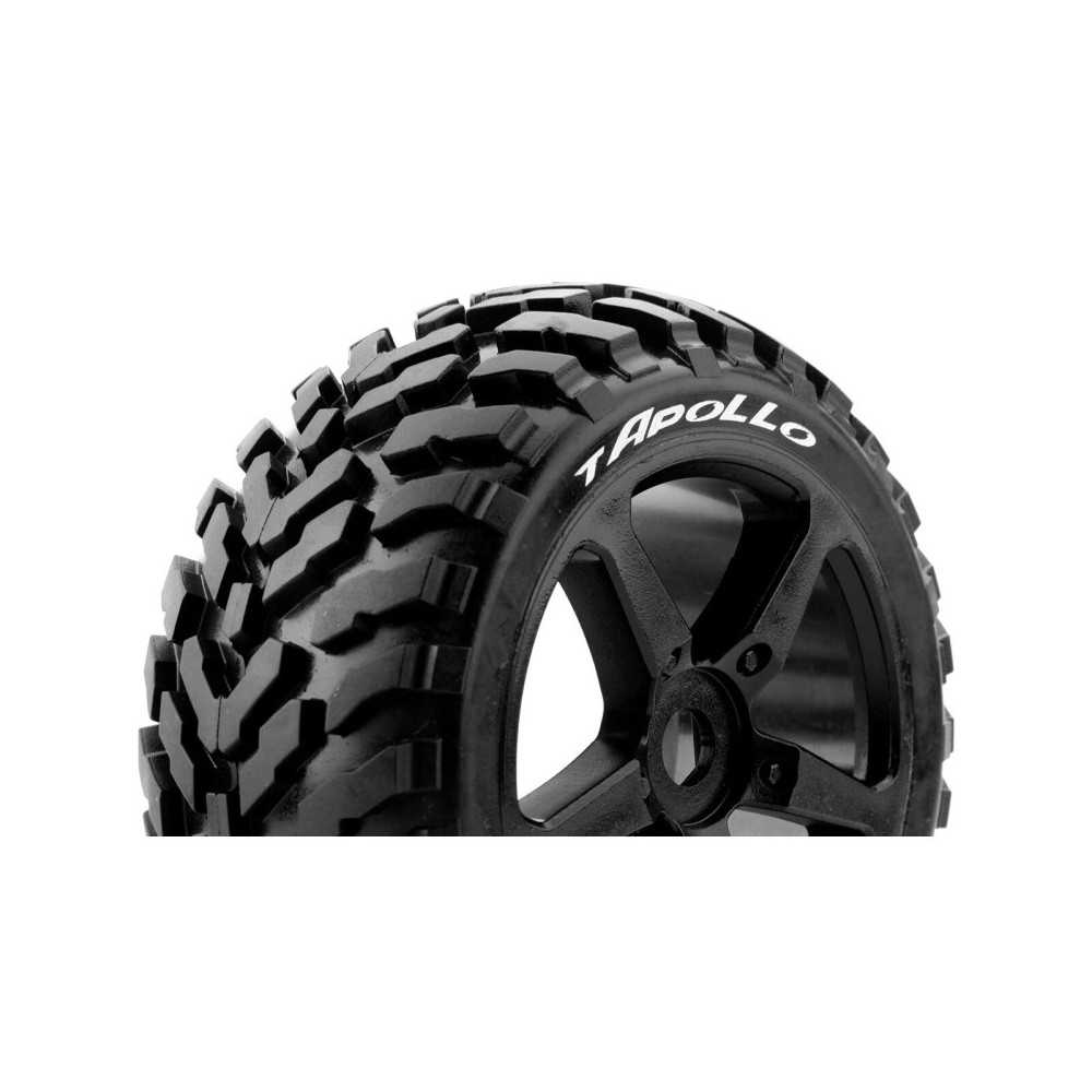 Neumáticos Louise RC T-APOLLO 1/8 Truggy Premontados Soft Llantas Black 0-Offset Hex 17mm LR-T3252SB