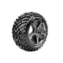 Neumáticos Louise RC T-APOLLO 1/8 Truggy Premontados Soft Llantas Black-Chrome 0-Offset Hex 17mm LR-T3252SBC