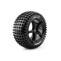 Neumáticos Louise RC T-ROCK 1/8 Truggy Premontados Soft Llantas Black 0-Offset Hex 17mm LR-T3251SB