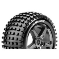 Neumáticos Louise RC T-ROCK 1/8 Truggy Premontados Soft Llantas Black-Chrome 0-Offset Hex 17mm LR-T3251SBC