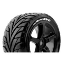 Neumáticos Louise RC T-ROCKET 1/8 Truggy Premontados Soft Llantas Black 0-Offset Hex 17mm LR-T3250SB