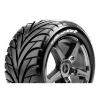 Neumáticos Louise RC T-ROCKET 1/8 Truggy Premontados Soft Llantas Black-Chrome 0-Offset Hex 17mm LR-T3250SBC
