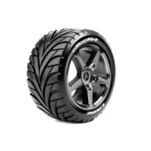 Neumáticos Louise RC T-ROCKET 1/8 Truggy Premontados Soft Llantas Black-Chrome 0-Offset Hex 17mm LR-T3250SBC