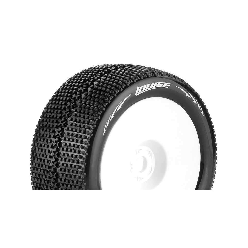 Louise RC T-TURBO 1-8 Truggy Tire Set Mounted Soft White Wheels 0-Offset Hex 17mm LR-T3112SW