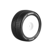 Louise RC T-TURBO 1-8 Truggy Tire Set Mounted Soft White Wheels 0-Offset Hex 17mm LR-T3112SW