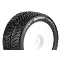 Louise RC T-TURBO 1-8 Truggy Tire Set Mounted Super Soft White Wheels 1/2-Offset Hex 17mm LR-T3112VWH