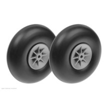 Revtec - Airplane Wheels - Rubber w/ Nylon Rim - 100mm - Shaft Dia. 4mm - 2 pcs GF-3165-009