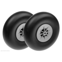 Revtec - Airplane Wheels - Rubber w/ Nylon Rim - 125mm - Shaft Dia. 5mm - 2 pcs GF-3165-010
