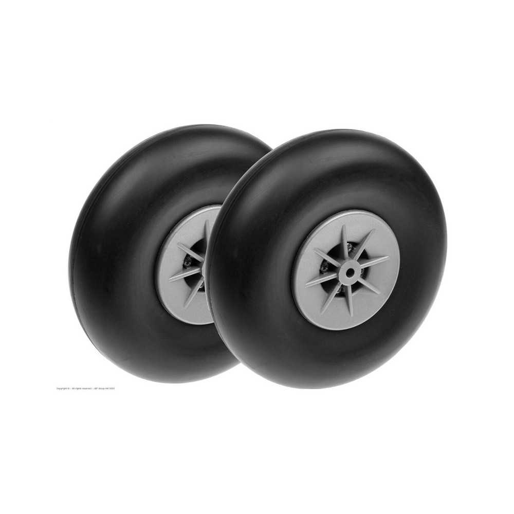 Revtec - Airplane Wheels - Rubber w/ Nylon Rim - 125mm - Shaft Dia. 5mm - 2 pcs GF-3165-010 Revtec - Airplane Wheels - Rubber w/ Nylon Rim - 125mm - Shaft Dia. 5mm - 2 pcs GF-3165-010