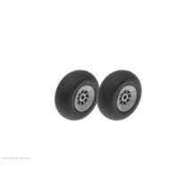 Revtec - Airplane Wheels - Rubber w/ Nylon Rim - 38mm - Shaft Dia. 3mm - 2 pcs GF-3165-001