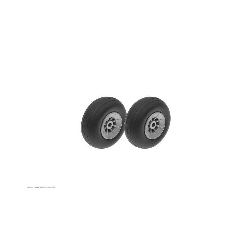 Revtec - Airplane Wheels - Rubber w/ Nylon Rim - 38mm - Shaft Dia. 3mm - 2 pcs GF-3165-001