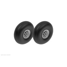 Revtec - Airplane Wheels - Rubber w/ Nylon Rim - 50mm - Shaft Dia. 3mm - 2 pcs GF-3165-003