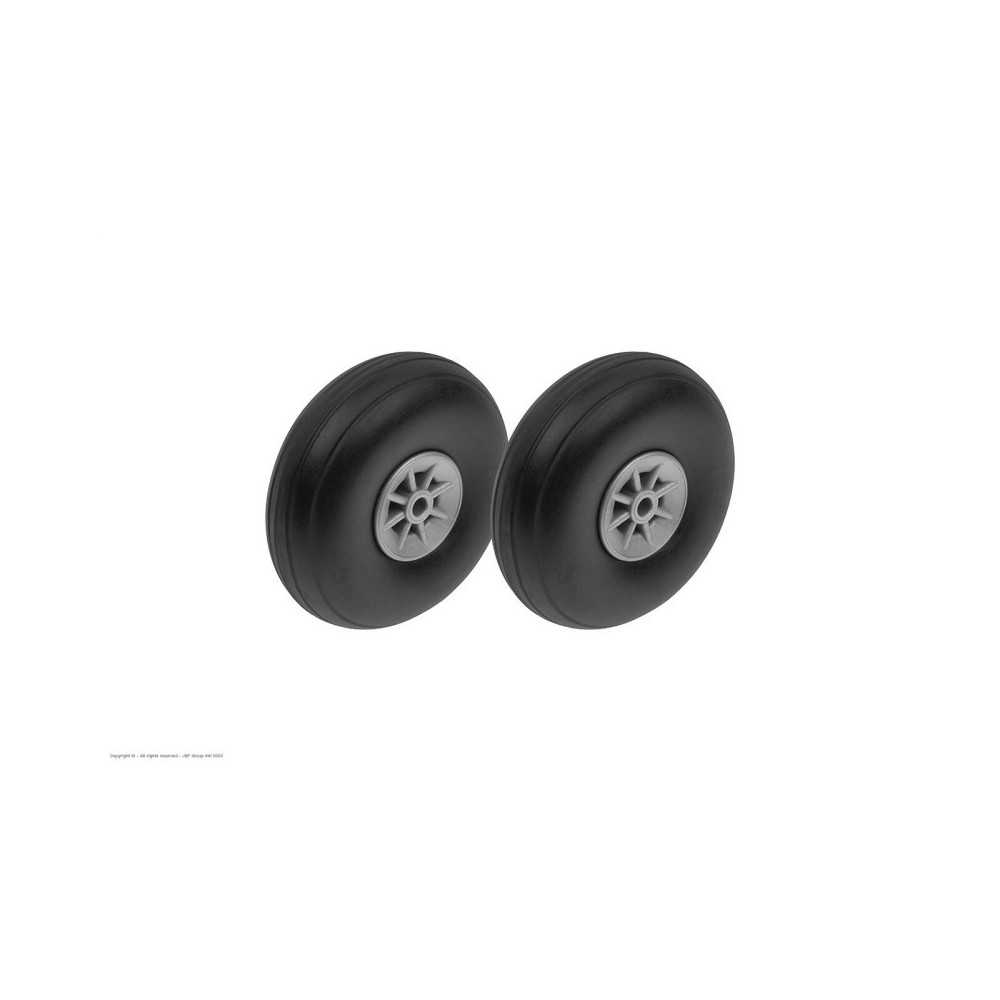 Revtec - Airplane Wheels - Rubber w/ Nylon Rim - 50mm - Shaft Dia. 3mm - 2 pcs GF-3165-003 Revtec - Airplane Wheels - Rubber w/ Nylon Rim - 50mm - Shaft Dia. 3mm - 2 pcs GF-3165-003