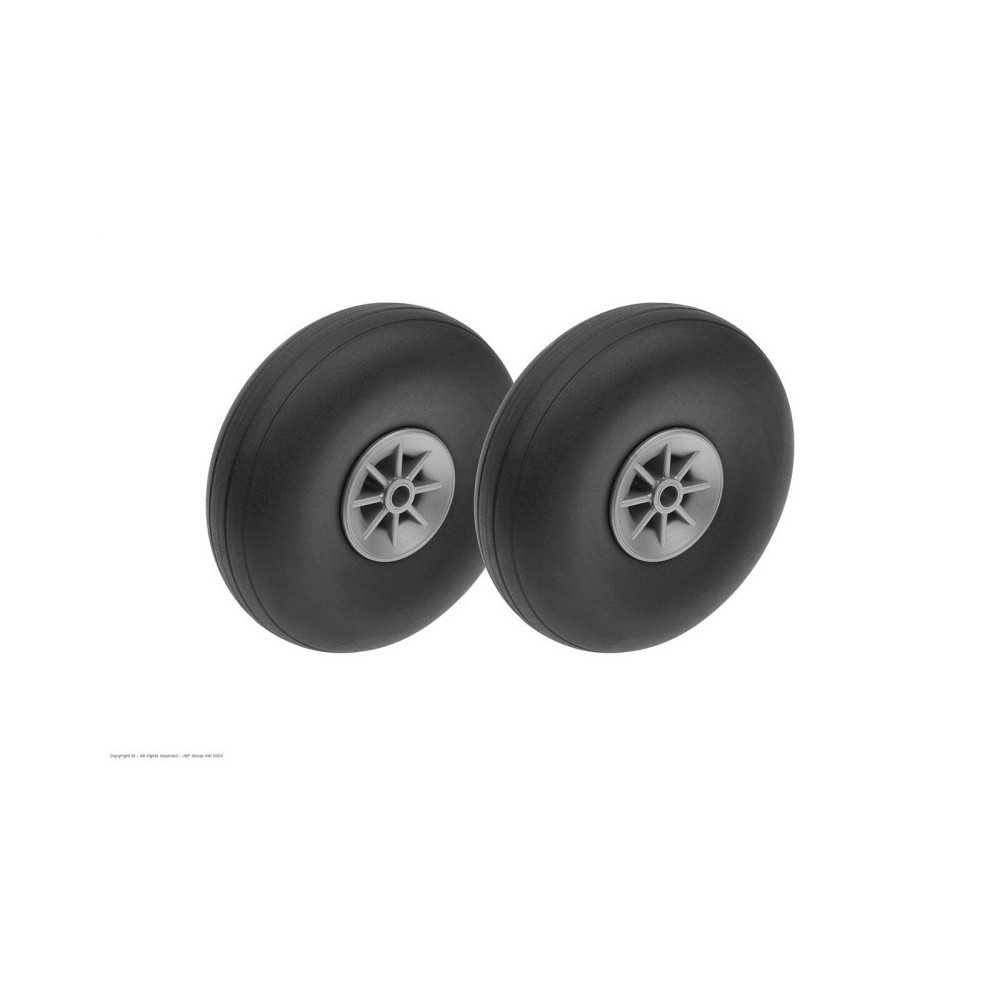 Revtec - Airplane Wheels - Rubber w/ Nylon Rim - 70mm - Shaft Dia. 4mm - 2 pcs GF-3165-006