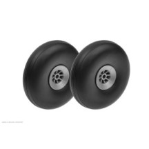 Revtec - Airplane Wheels - Rubber w/ Nylon Rim - 73mm - Shaft Dia. 4mm - 2 pcs GF-3165-007