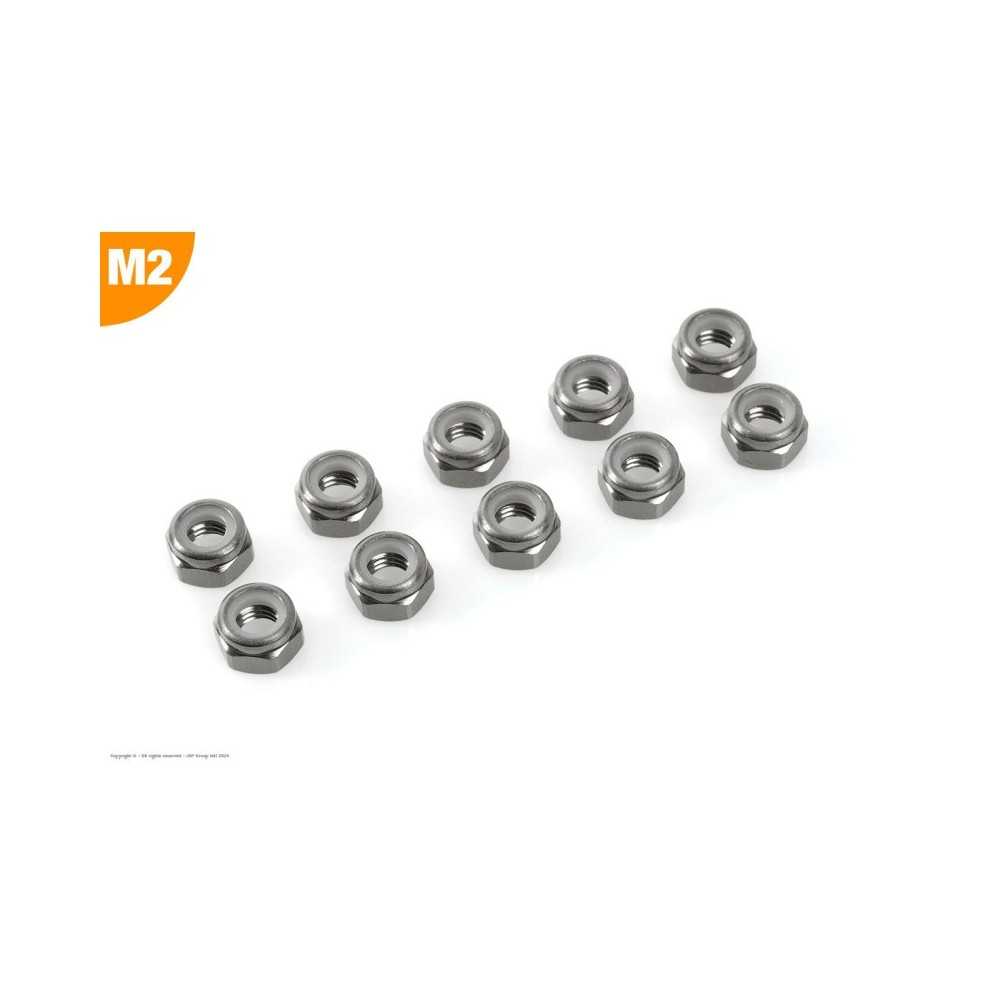 Revtec - Aluminium Nylstop Nut - M2 - Gun Metal - 10 pcs GF-0400-023