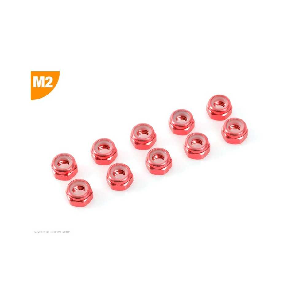 Revtec - Aluminium Nylstop Nut - M2 - Red - 10 pcs GF-0400-025 Revtec - Aluminium Nylstop Nut - M2 - Red - 10 pcs GF-0400-025