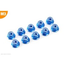Revtec - Aluminium Nylstop Nut - M3 - Flanged - Blue - 10 pcs GF-0401-034