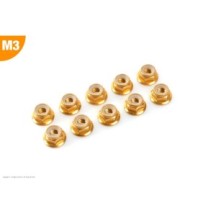 Revtec - Aluminium Nylstop Nut - M3 - Flanged - Gold - 10 pcs GF-0401-030