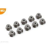Revtec - Aluminium Nylstop Nut - M3 - Flanged - Gun Metal - 10 pcs GF-0401-033