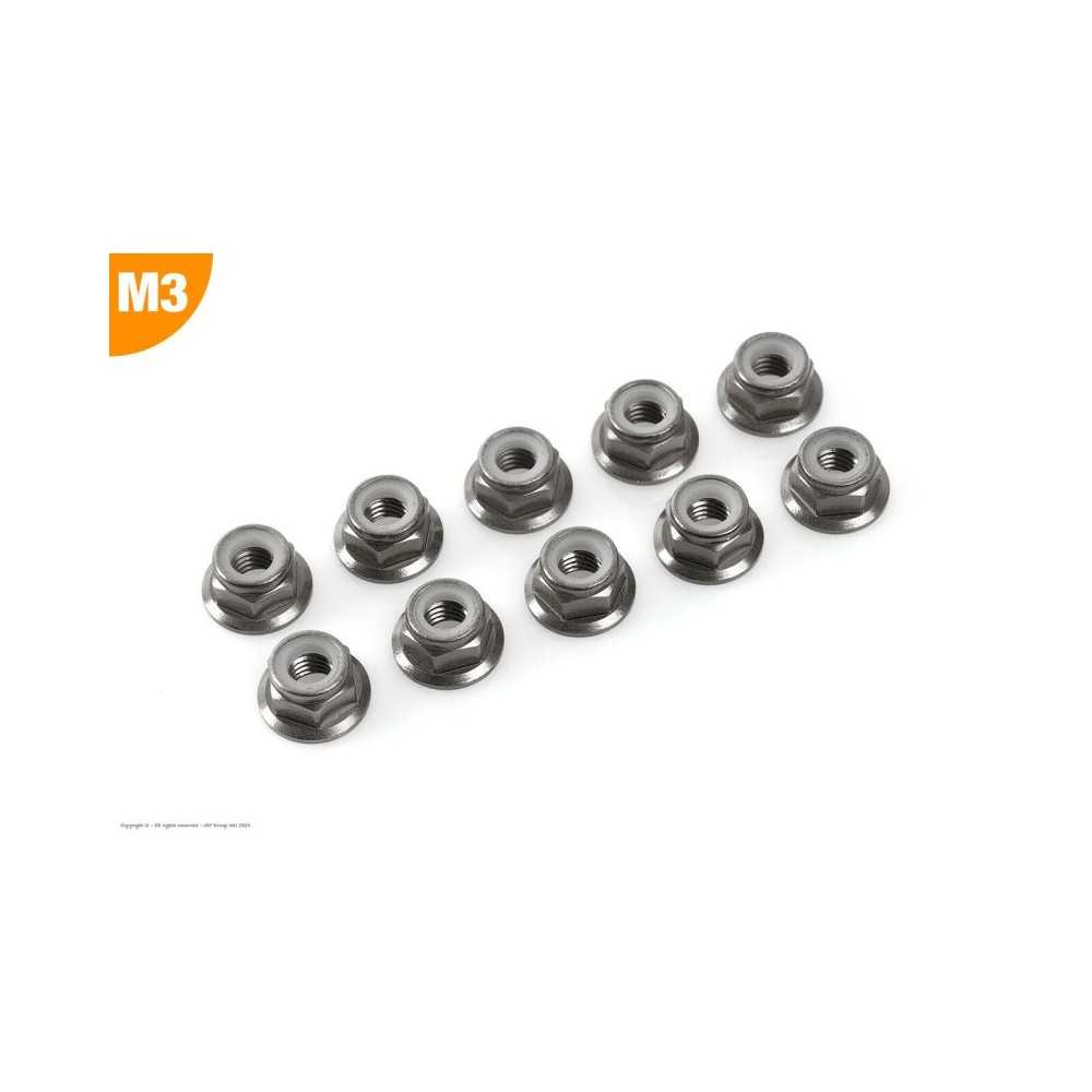 Revtec - Aluminium Nylstop Nut - M3 - Flanged - Gun Metal - 10 pcs GF-0401-033 Revtec - Aluminium Nylstop Nut - M3 - Flanged - Gun Metal - 10 pcs GF-0401-033