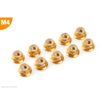 Revtec - Aluminium Nylstop Nut - M4 - Flanged - Gold - 10 pcs GF-0401-040
