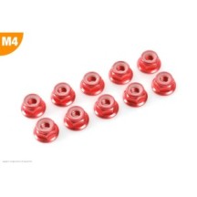 Revtec - Aluminium Nylstop Nut - M4 - Flanged - Red - 10 pcs GF-0401-045